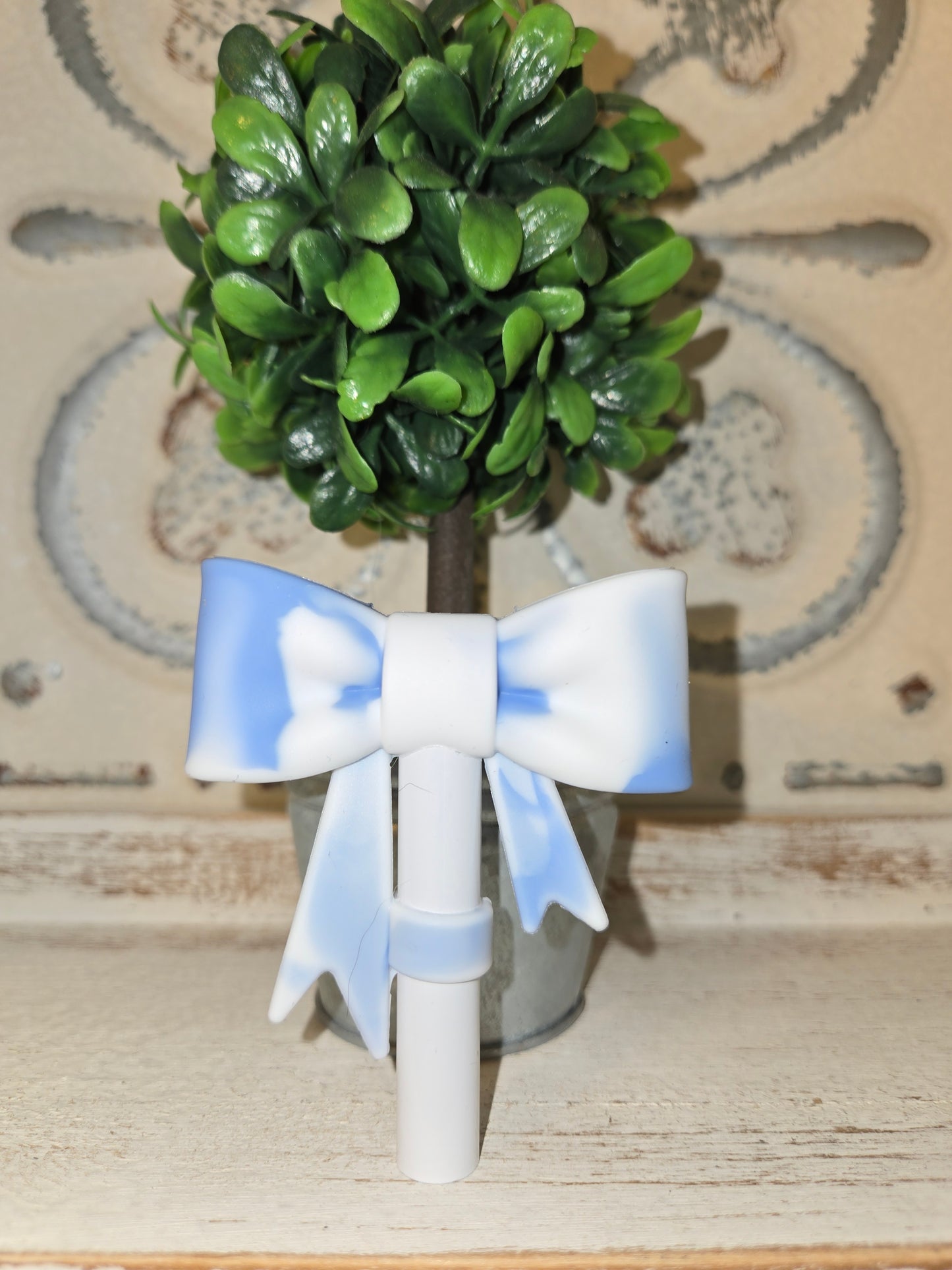 Light Blue Straw Topper